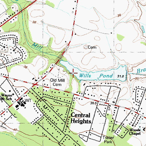 Topographic Map of Central Heights, NC