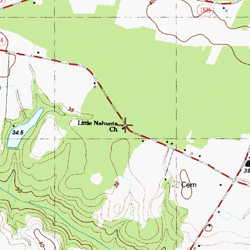 Topographic Map of Little Nahunta Church, NC