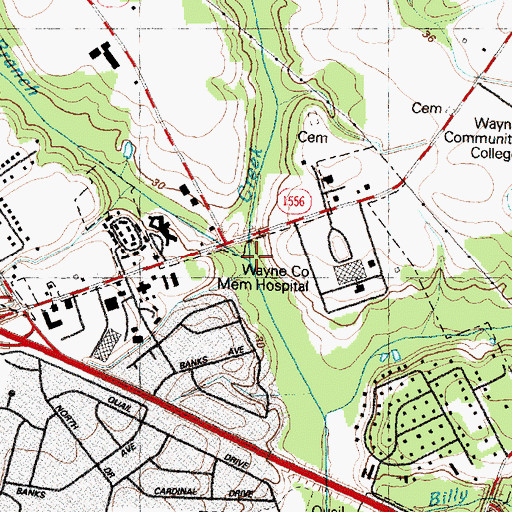 Topographic Map of Howell Branch, NC