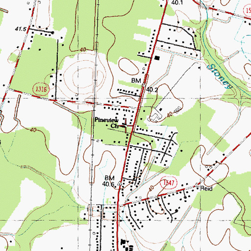 Topographic Map of Pineview Church, NC
