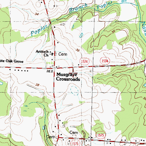 Topographic Map of Musgrave Crossroads, NC