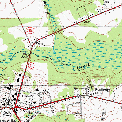 Topographic Map of Buckskin Swamp, NC