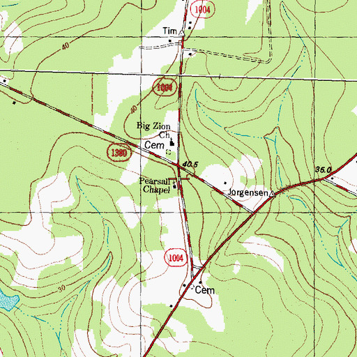Topographic Map of Pearsall Chapel, NC
