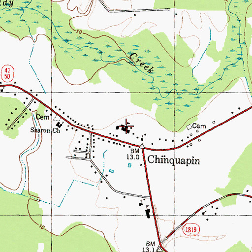 Topographic Map of Chinquapin Elementary School, NC