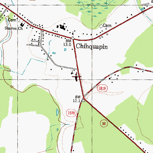 Topographic Map of Chinquapin II Elementary School, NC