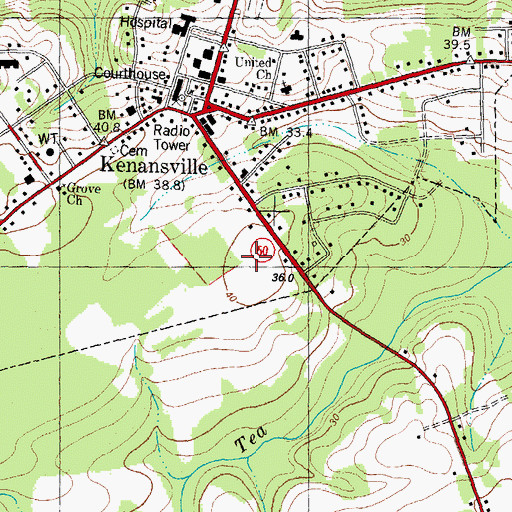 Topographic Map of Kenansville Elementary School, NC