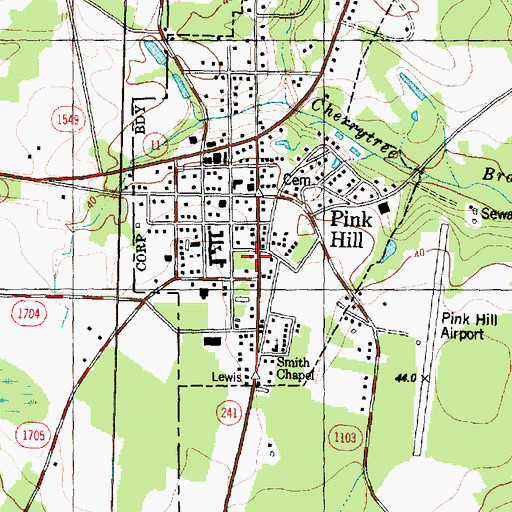 Topographic Map of Pink Hill Fire Department, NC