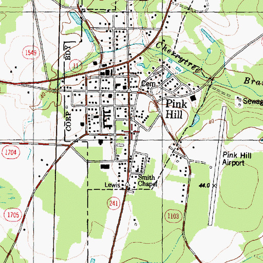 Topographic Map of Cherry Hill Fire District, NC