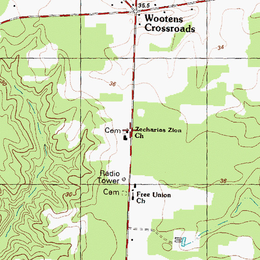 Topographic Map of Zecharias Zion Church, NC