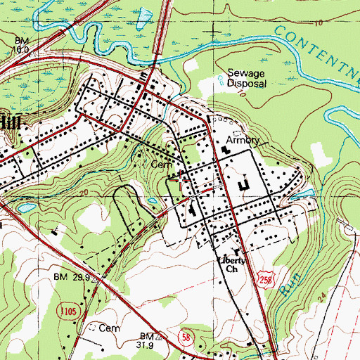Topographic Map of Greene Central High School, NC