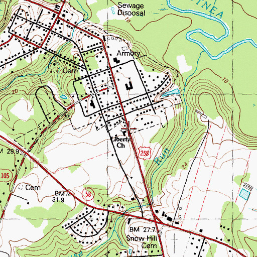 Topographic Map of Liberty Church, NC