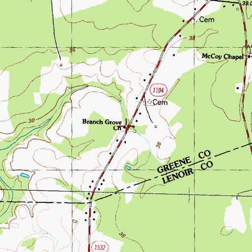 Topographic Map of Branch Grove Church, NC