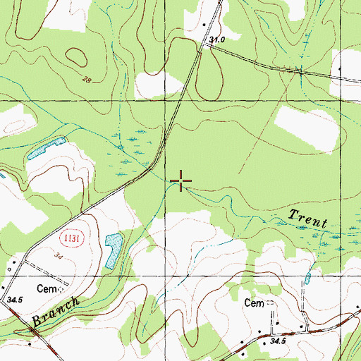 Topographic Map of Running Branch, NC