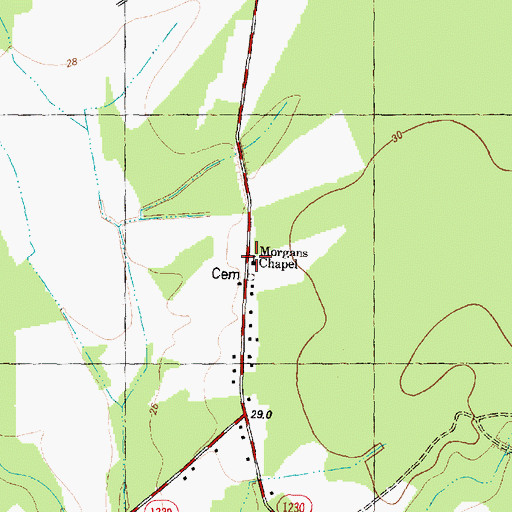 Topographic Map of Morgans Chapel, NC