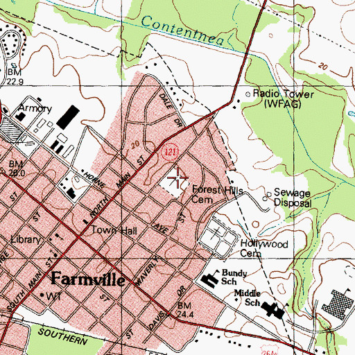 Topographic Map of Forest Hills Cemetery, NC