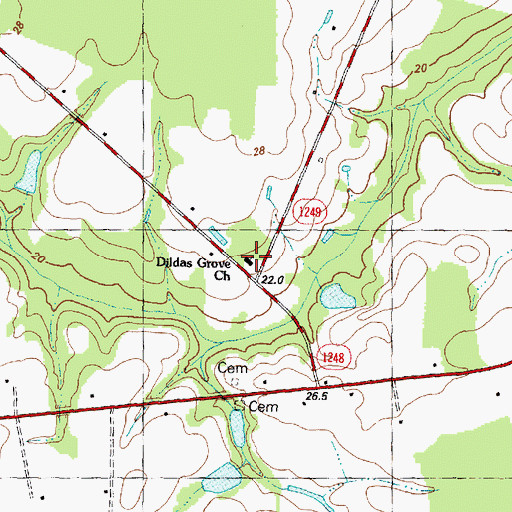 Topographic Map of Dildas Grove Church, NC