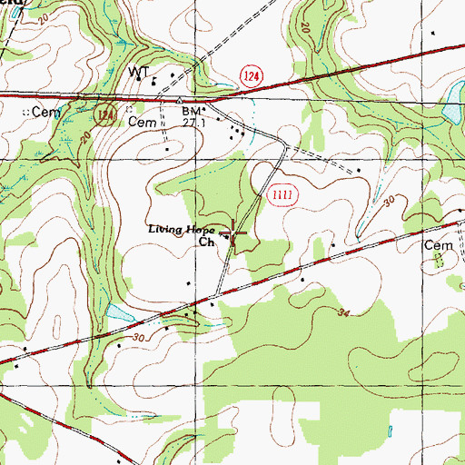 Topographic Map of Living Hope Church, NC