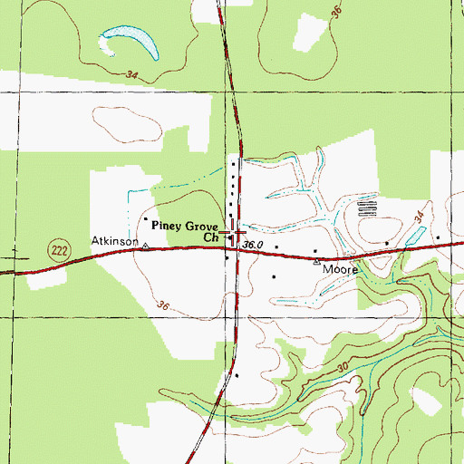 Topographic Map of Piney Grove Church, NC