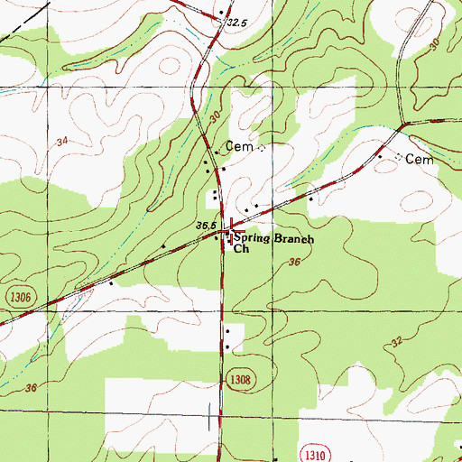 Topographic Map of Spring Branch Church, NC