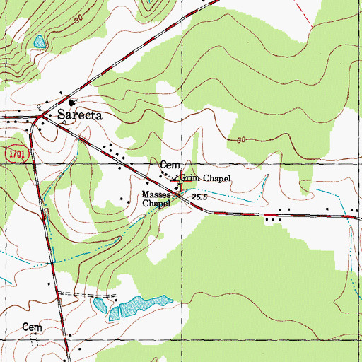 Topographic Map of Masses Chapel, NC