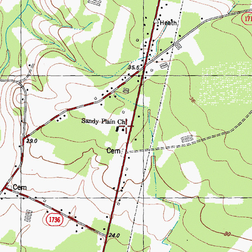 Topographic Map of Sandy Plain Church, NC