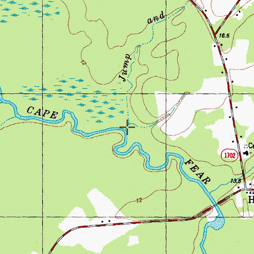 Topographic Map of Jump and Run Branch, NC