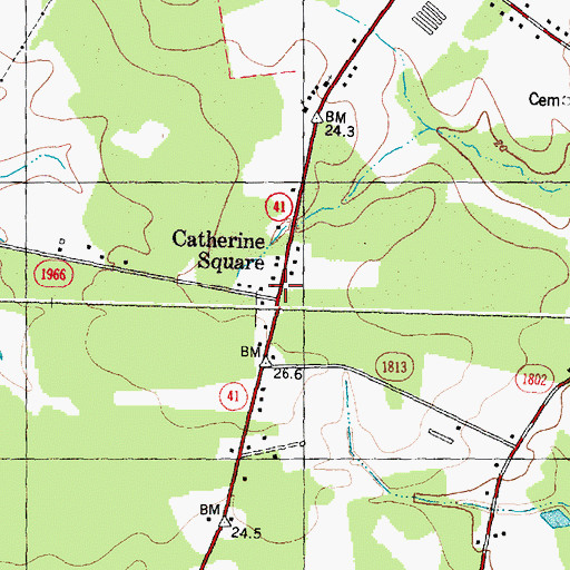 Topographic Map of Catherine Square, NC