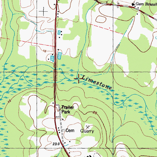 Topographic Map of Gum Branch, NC