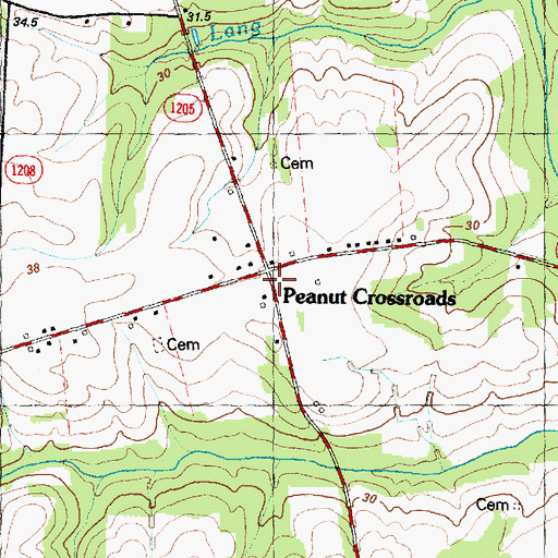 Topographic Map of Peanut Crossroads, NC