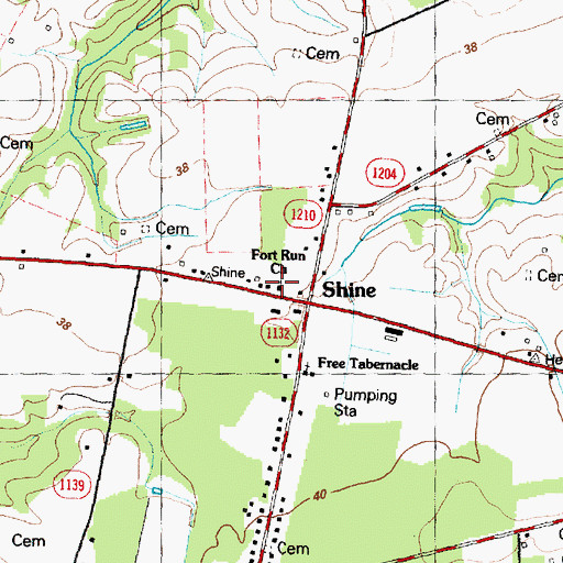 Topographic Map of Fort Run Church, NC