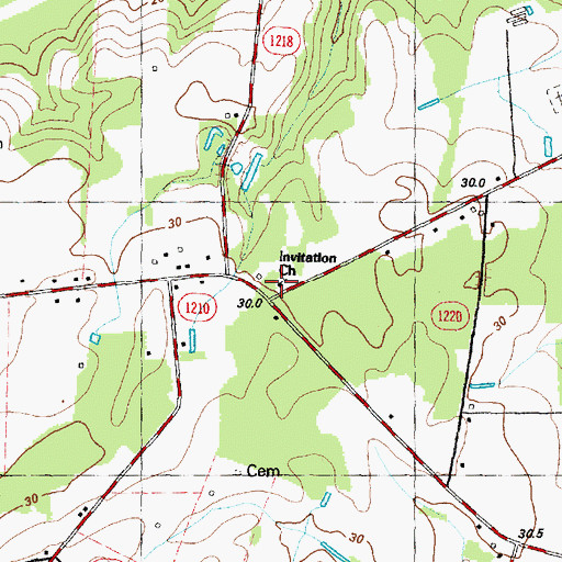 Topographic Map of Invitation Church, NC
