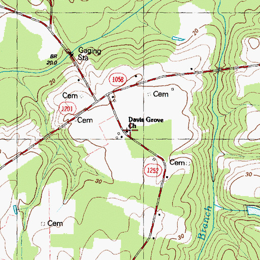 Topographic Map of Davis Grove Church, NC
