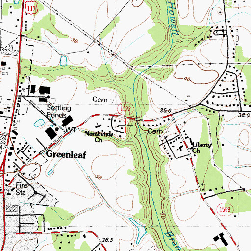 Topographic Map of Spring Hill, NC