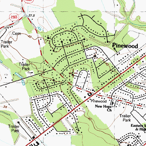 Topographic Map of Pinemont, NC