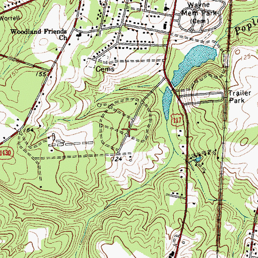 Topographic Map of Lafayette Park, NC