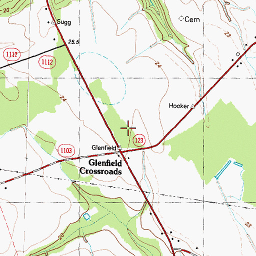 Topographic Map of Glenfield Crossroads, NC