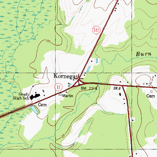 Topographic Map of Kornegay, NC