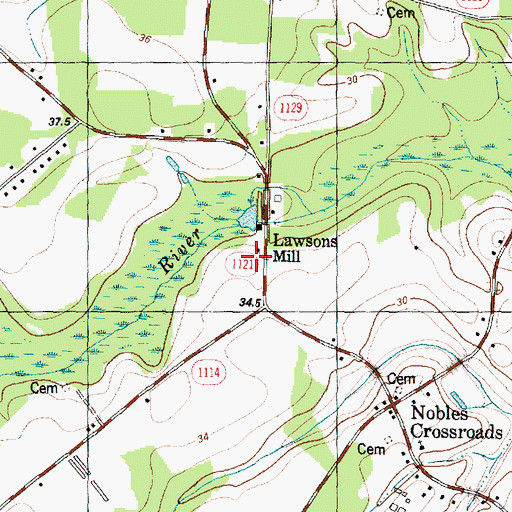 Topographic Map of Lawsons Mill, NC