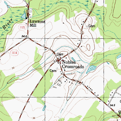 Topographic Map of Nobles Crossroads, NC