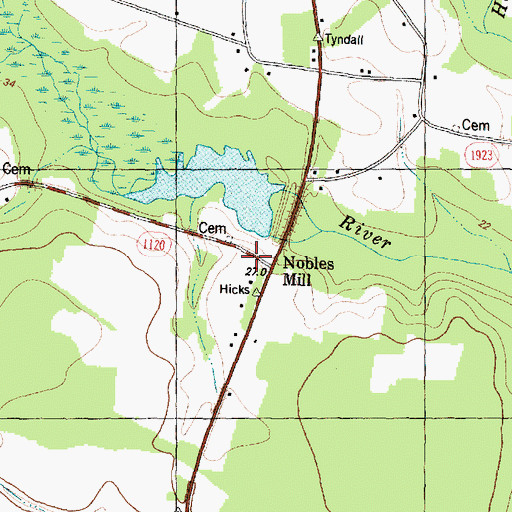 Topographic Map of Nobles Mill, NC