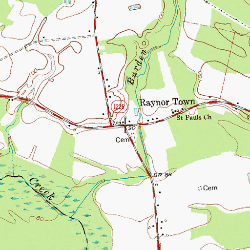 Topographic Map of Raynor Town, NC