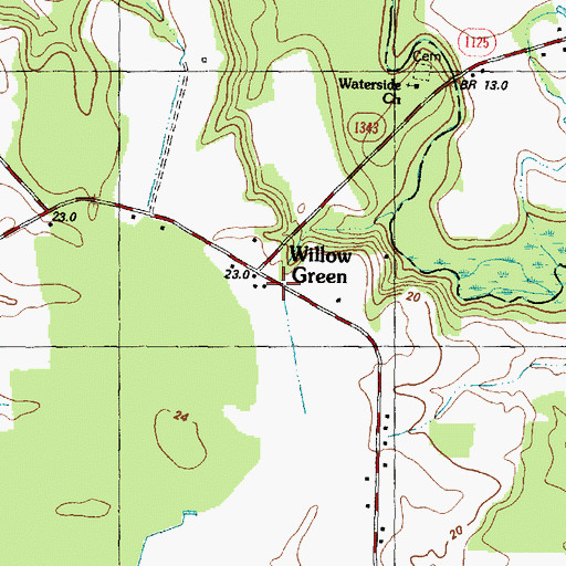 Topographic Map of Willow Creek, NC