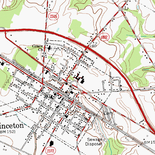 Topographic Map of Princeton Union School, NC