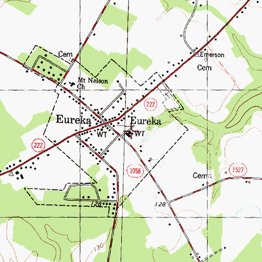 Topographic Map of Eureka Elementary School, NC
