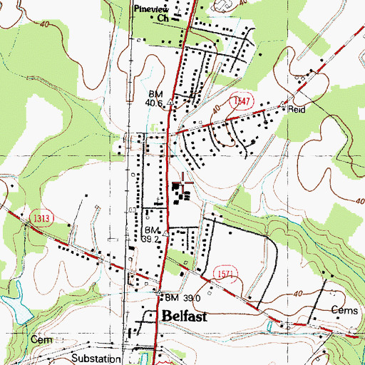 Topographic Map of Belfast Elementary School, NC
