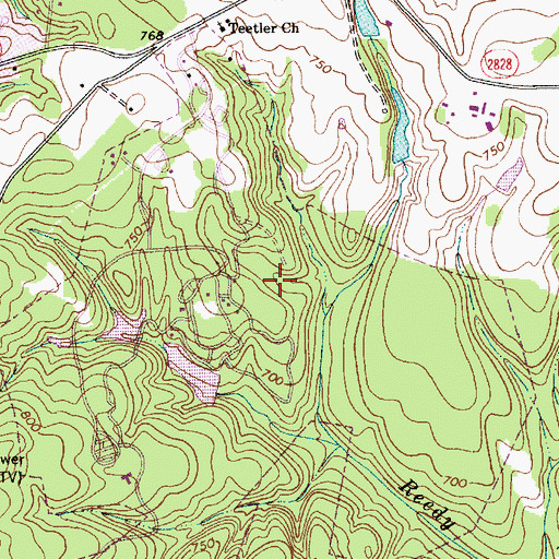 Topographic Map of Reedy Creek Park, NC
