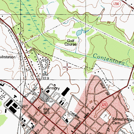 Topographic Map of Farmville Country Club, NC
