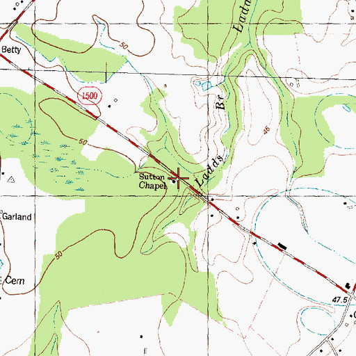 Topographic Map of Sutton Chapel, NC
