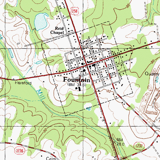 Topographic Map of Fountain Rural Fire Department, NC