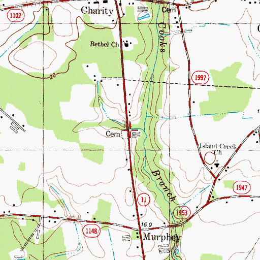 Topographic Map of Clay Hill Cemetery, NC